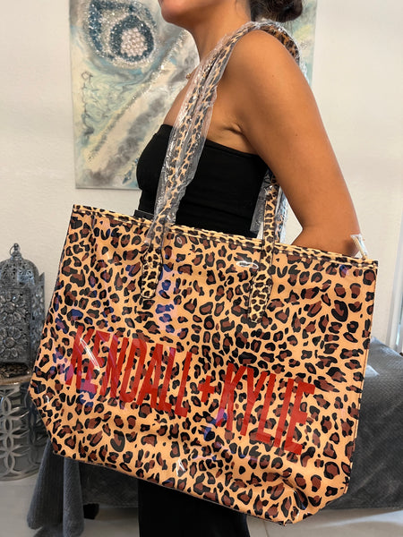 Kendall + Kylie Leopard PVC Shopper Tote Bag - tuttostyle4u