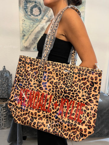 Kendall + Kylie Leopard PVC Shopper Tote Bag - tuttostyle4u