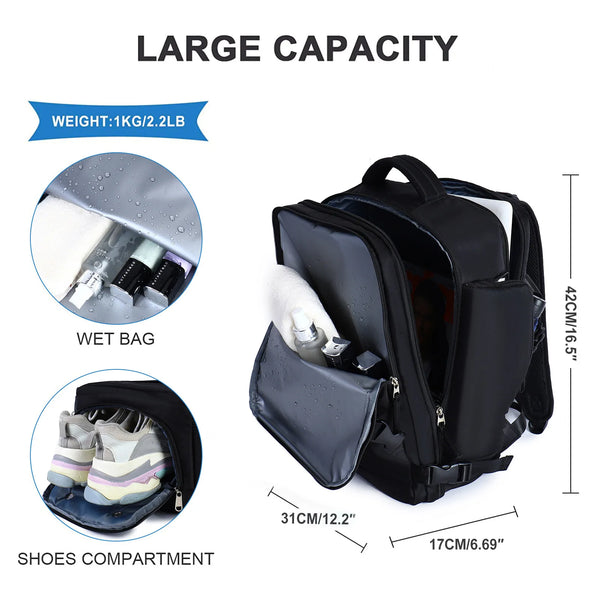 Travel Backpack Cabin Plane Large Capacity Waterproof Wet And Dry Partition Suitcase Laptop Backpack For Women With USB - tuttostyle4u