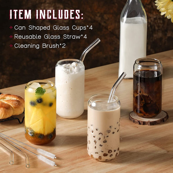 500ml Glass Cup With Lid and Straw - tuttostyle4u