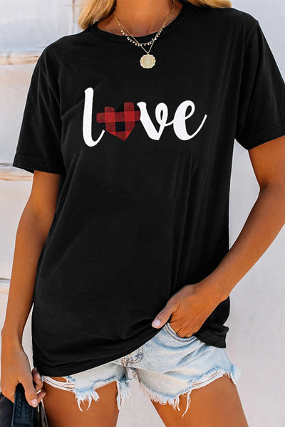 Love Letter Print Black T-shirt - tuttostyle4u