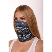 Blue & Black Floral Design Scarf Mask - tuttostyle4u