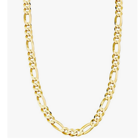 Solid 14K Gold 5mm Diamond-Cut Figaro Link Chain Necklace Unisex 24 Inch - tuttostyle4u