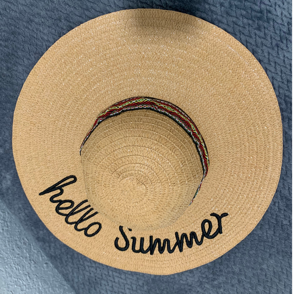 Hello Summer Straw hat Embroidered - tuttostyle4u