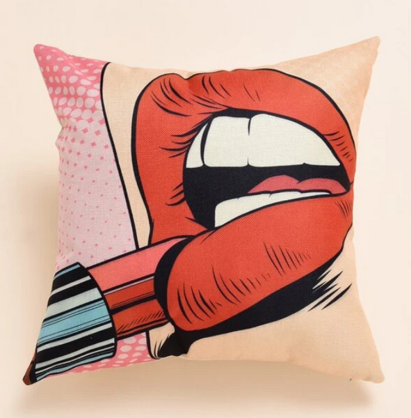 Lip Print Cushion Cover Without Filler - tuttostyle4u