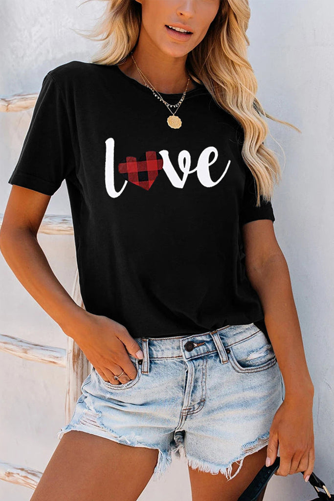 Love Letter Print Black T-shirt - tuttostyle4u