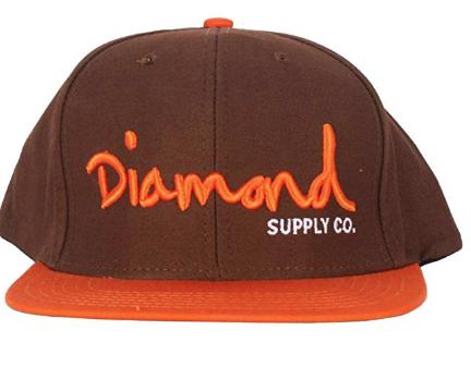 Diamond OG Logo Snapback Hat  Brown/Org - tuttostyle4u