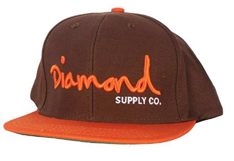 Diamond OG Logo Snapback Hat  Brown/Org - tuttostyle4u
