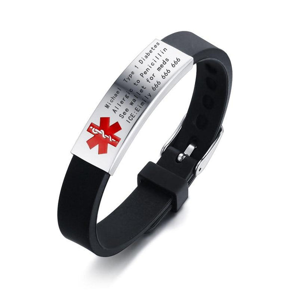 Engravable Medical Alert ID Bracelet Personalized - tuttostyle4u