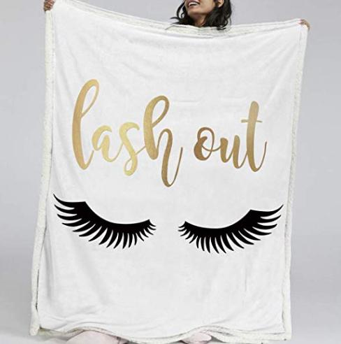 Eyelash Blanket Gold and Black Sherpa Flannel Fleece Reversible - tuttostyle4u
