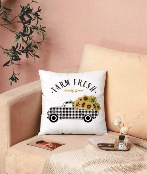 Sunflower Farm Fresh Print Cushion Cover Without Filler - tuttostyle4u