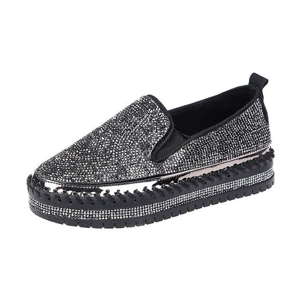 Fashion Rhinestone Plimsolls Lazy Moccasins shoes - tuttostyle4u