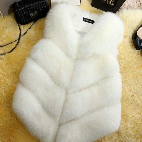 Fashion Women's Warm Long Faux Fox Fur Vest Waistcoat Sleeveless Jacket Coat - tuttostyle4u