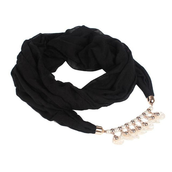Fashion Women Voile Bandanas Multi function with shell pendant Necklace Scarf - tuttostyle4u