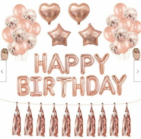 Happy Birthday Balloons Banner Rose Gold Foil Decorations Party Supplies 48 Pcs - tuttostyle4u