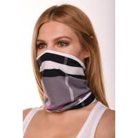 Gray & Pink Plaid Scarf Mask - tuttostyle4u