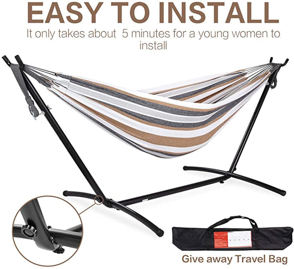 Portable Hammock with Stand for 2 person with Carrying case Outdoor Patio Use - tuttostyle4u