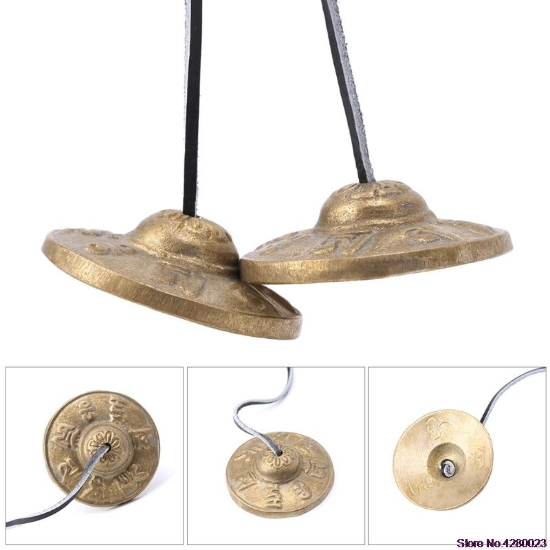 Handcrafted Tibetan Meditation Tingsha Cymbal Bell with Buddhist Lucky Symbols - tuttostyle4u
