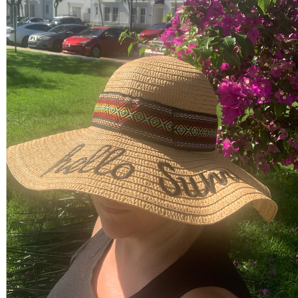 Hello Summer Straw hat Embroidered - tuttostyle4u