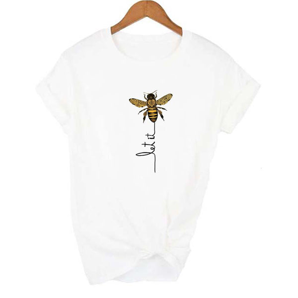 Honeybee Women T-shirt Let it Bee Graphic Short Sleeve Shirts - tuttostyle4u