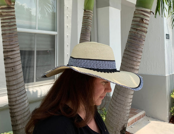 Mykonos Straw Sun Hat Decorated Handmade - tuttostyle4u