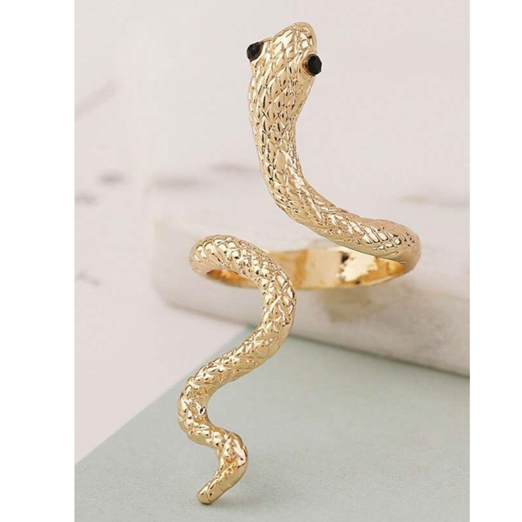 Rhinestone Snake Design Cuff Ring Adjustable - tuttostyle4u