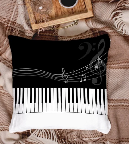 Music Note Print Cushion Cover Without Filler - tuttostyle4u