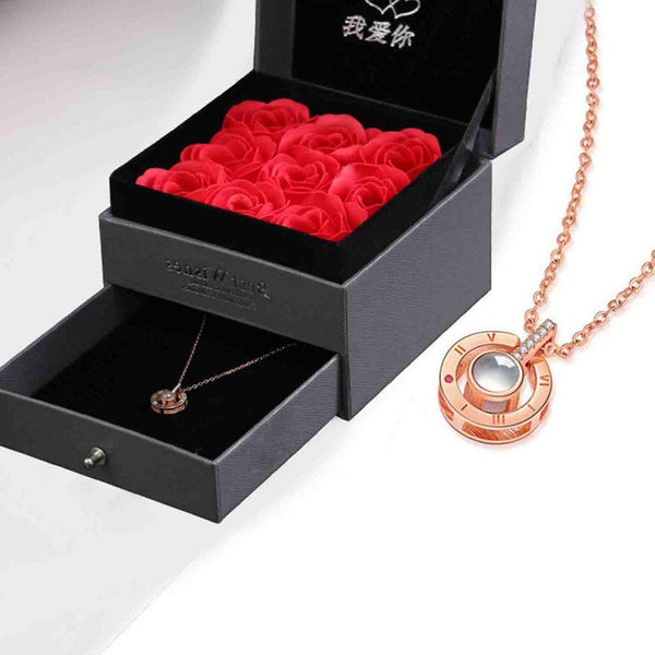 Necklace I Love You 100 Languages Rose Gold Projection Pendant - tuttostyle4u
