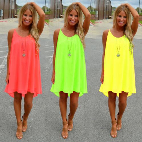 Neon Colors Summer Dress Chiffon - tuttostyle4u