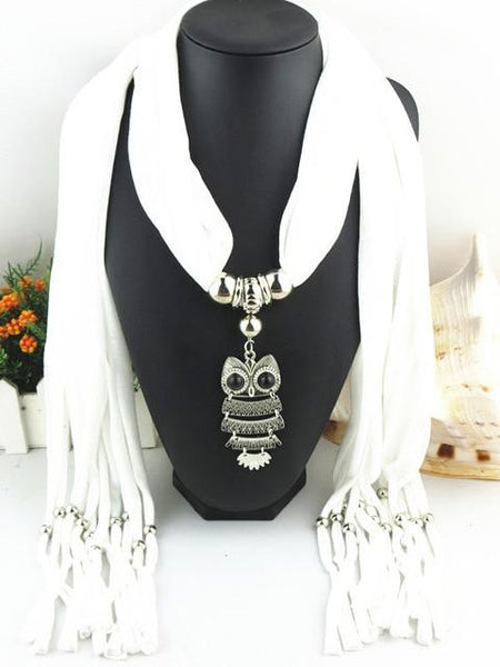 Owl Scarf Necklace Long Pendant - tuttostyle4u