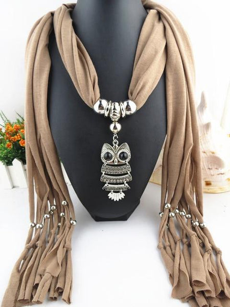 Owl Scarf Necklace Long Pendant - tuttostyle4u