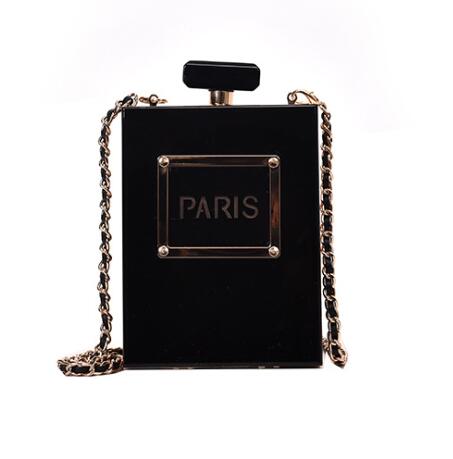 Paris Bottle Handbags clear and black - tuttostyle4u
