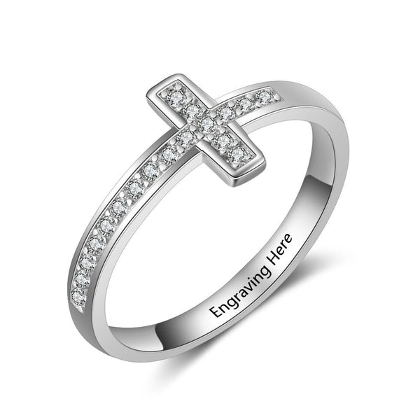 Personalized 925 Sterling Silver Zirconia Cross Rings - tuttostyle4u