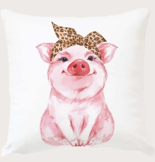Pig Print Cushion Cover Without Filler - tuttostyle4u
