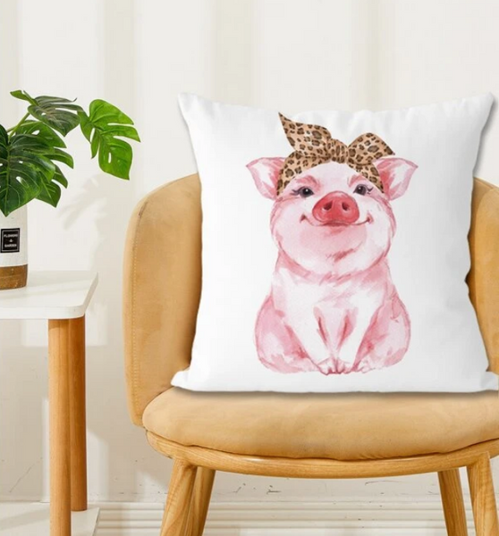 Pig Print Cushion Cover Without Filler - tuttostyle4u