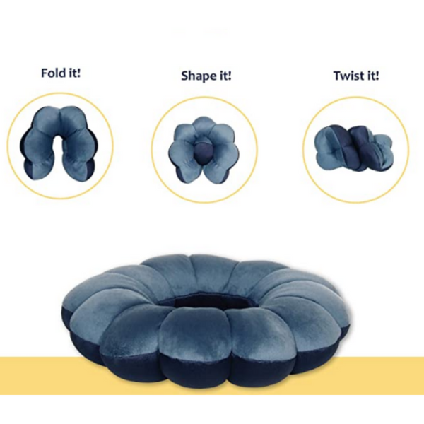 Pillow Travel Neck, Head, and Lumbar Support Pillow, Fleece Twistable Travel Pillow Filled with Microbeads (Blue) - tuttostyle4u