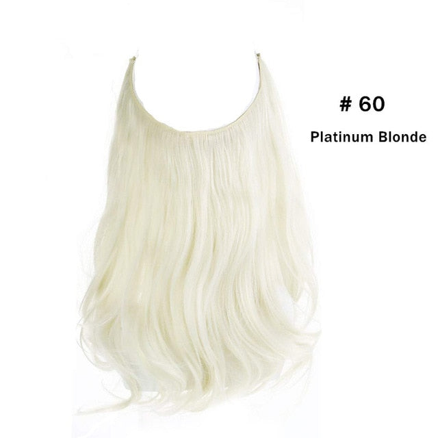 No Clip Wave Halo Hair Extensions Ombre Synthetic Natural Black, Blonde, Pink One Piece - tuttostyle4u