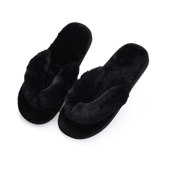Winter  Slippers Faux Fur Fashion Warm Shoes Woman - tuttostyle4u