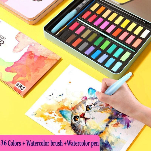 Professional Solid Watercolor Paint Set 36 Colors Art Set - tuttostyle4u