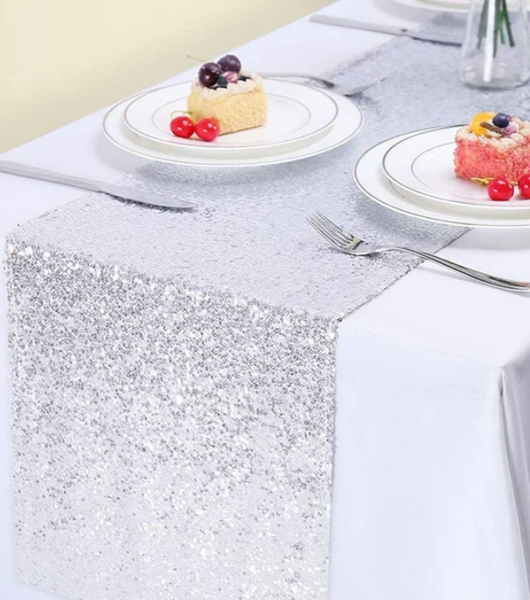 Party Glitter Table Runner Silver - tuttostyle4u