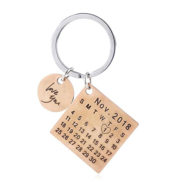 Stainless Steel Custom Calendar Keychain Personalized - tuttostyle4u