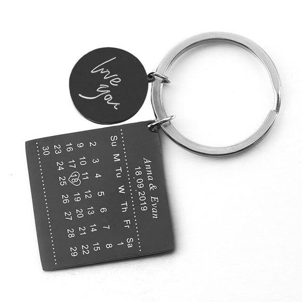 Stainless Steel Custom Calendar Keychain Personalized - tuttostyle4u