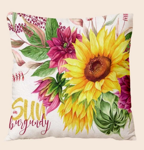 Sunflower Print Cushion Cover Without Filler - tuttostyle4u