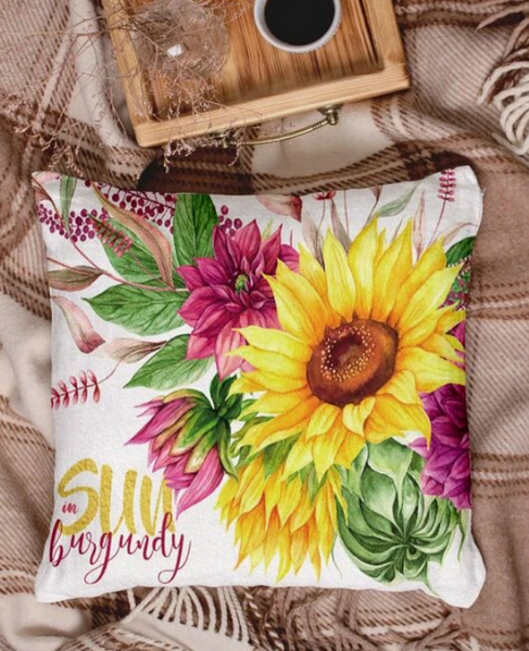 Sunflower Print Cushion Cover Without Filler - tuttostyle4u