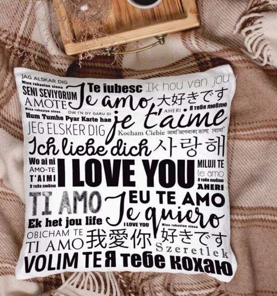 I LOVE YOU Slogan Graphic Cushion Cover Without Filler - tuttostyle4u