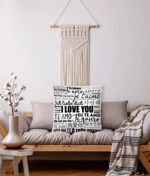 I LOVE YOU Slogan Graphic Cushion Cover Without Filler - tuttostyle4u