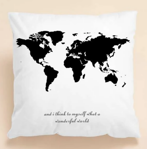 World Map Print Cushion Cover Without Filler - tuttostyle4u