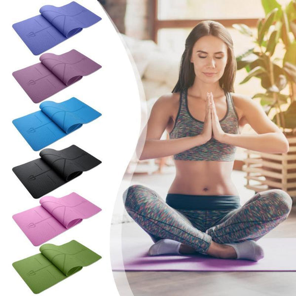 Yoga Mat with Position Line Non Slip Fitness Exercise Carpet Mat Workout - tuttostyle4u